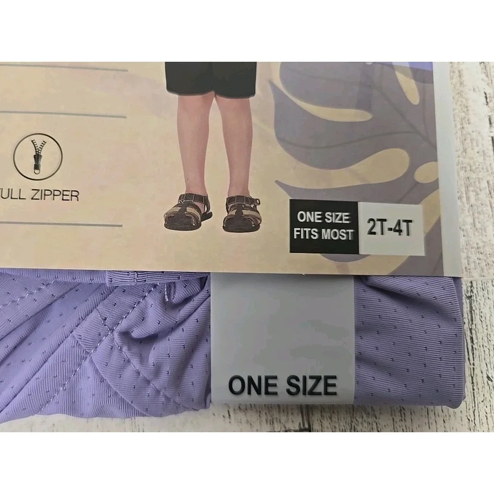 HAZEL + HARPER Swim Coverup Purple Hippo Full Zipper One Size 2T-4T UPF NEW